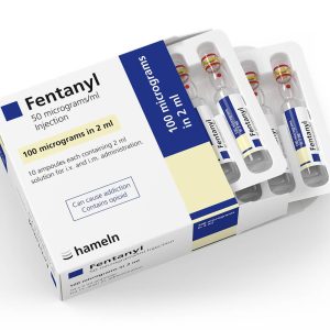 Glasampuller med Fentanyl injektion 50 µg/ml för säker och diskret leverans i Sverige.