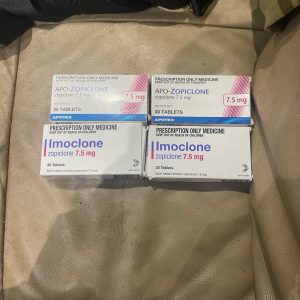 Vita Imovane Zopiklon 7.5mg tabletter i blisterförpackning för säker leverans i Sverige.