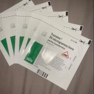 Transdermalt buprenorfinplåster i originalförpackning för säker och diskret leverans i Sverige.